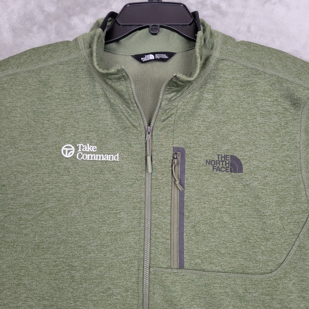 The North Face Full Zip Fleece Mens XL Olive Green Zipper Pockets Outdoor Jacket - Picture 2 of 8